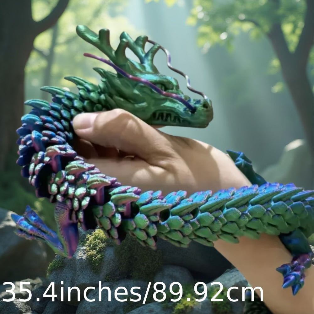 3D Printed Articulated Dragon Figurine 35.4¡± Giant Poseable Chinese Dragon Collectible Sculpture | Flexible Joints Fantasy Desk Decor for Home Office Car | Unique Gift for Dragon Collectors Mom Dad