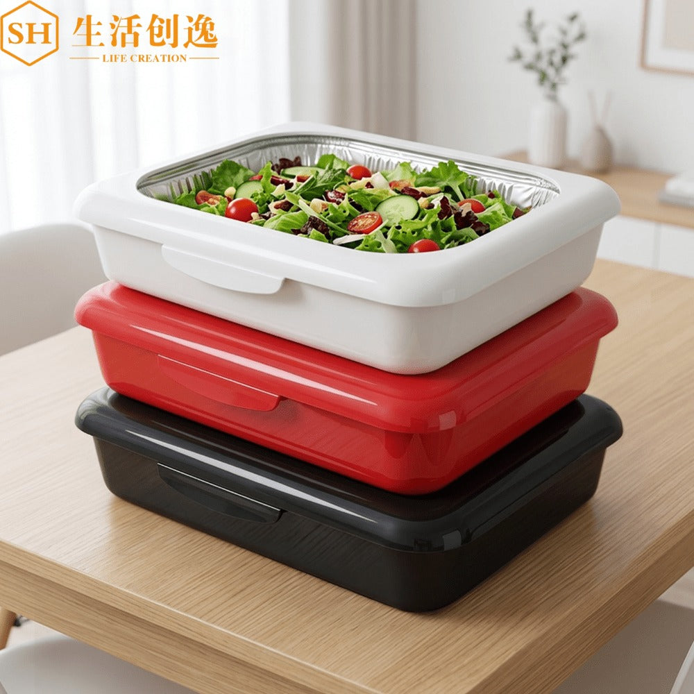 Aluminum Foil Insulated Food Tray Set 2-in-1 Reusable Stand with 2 Disposable Foil Trays for Potluck Picnic BBQ Party Outdoor Gatherings Thanksgiving Christmas - 1 Tray + 2 Foil Trays