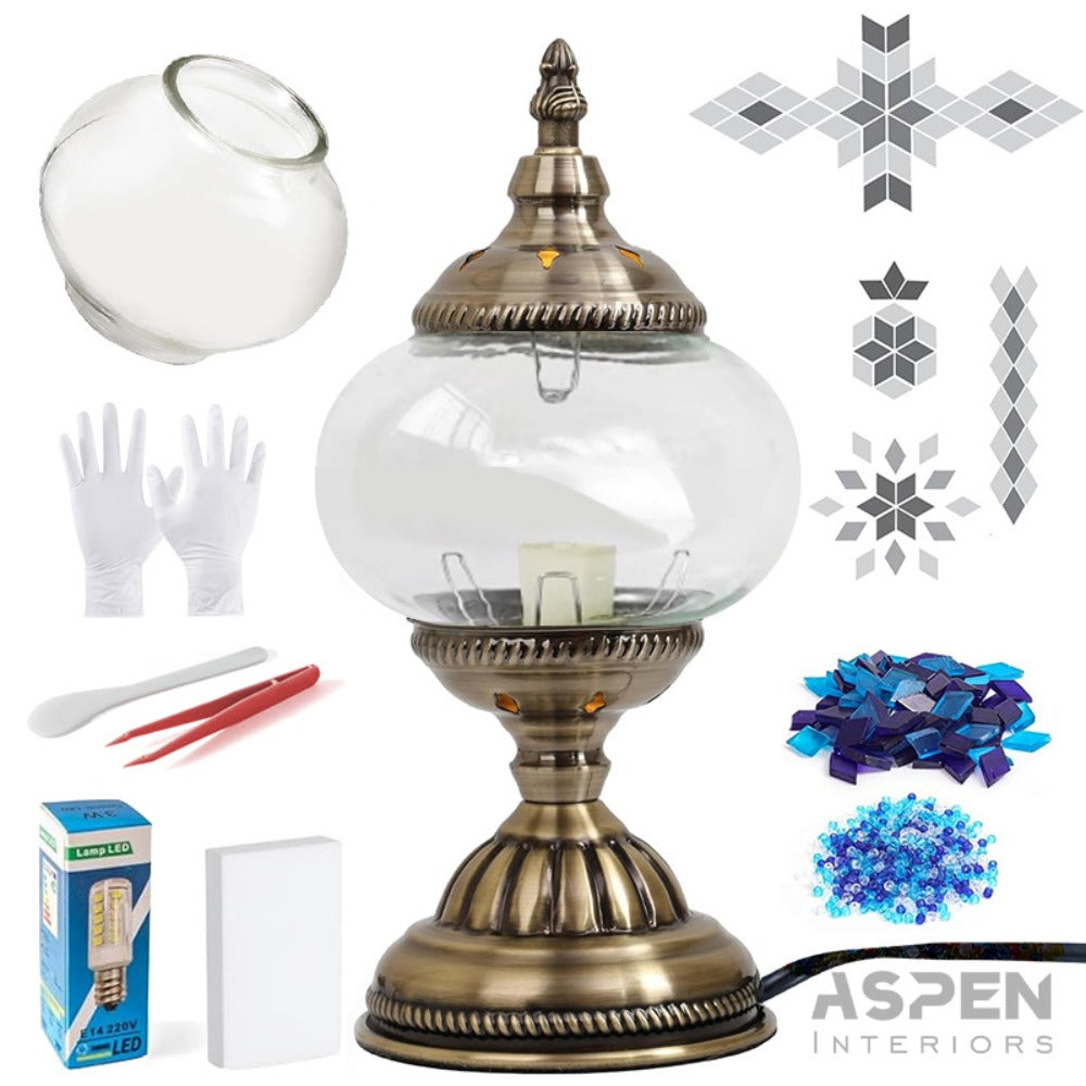 DIY Mosaic Lamp Kit Handmade Glass Table Lamp, Colorful Stained Glass Bedside Night Light with Antique Bronze Base, Decorative Desktop Lamp for Living Room, Bedroom & Home Decor (Multiple Colors)