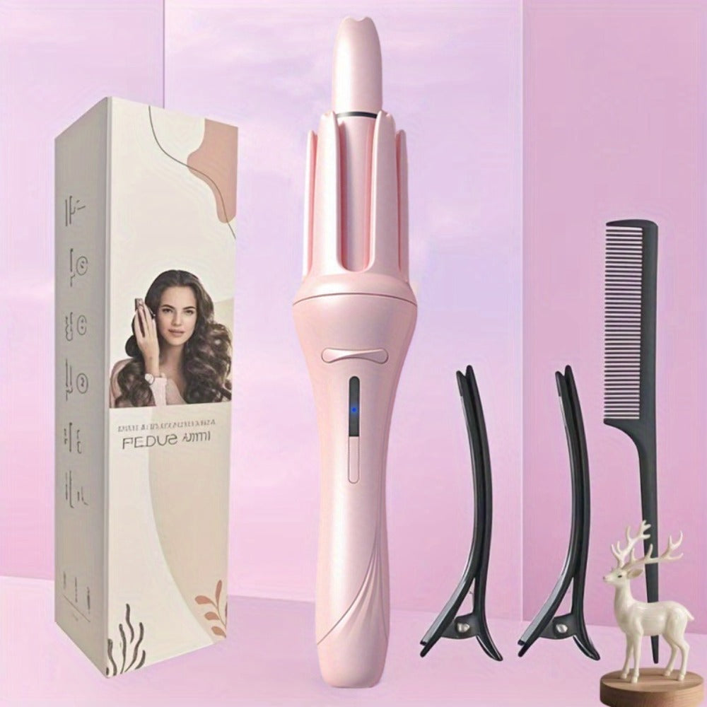 Automatic Hair Curler - One Button Electric Rotary Curling Iron with LED Display, 9-Speed Intelligent Temperature Control, Anti-Winding Anti-Scald Design, Portable for Travel & Home, Gift for Women