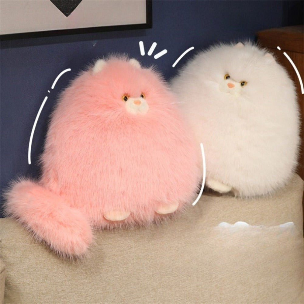 Silly Cat Plush Pillow Long Hair Stuffed Cat Hug Pillow for Sleep Comforting Soft Plush Cat Throw Pillow Cute Cat Gift for Cat Lovers Women Girls