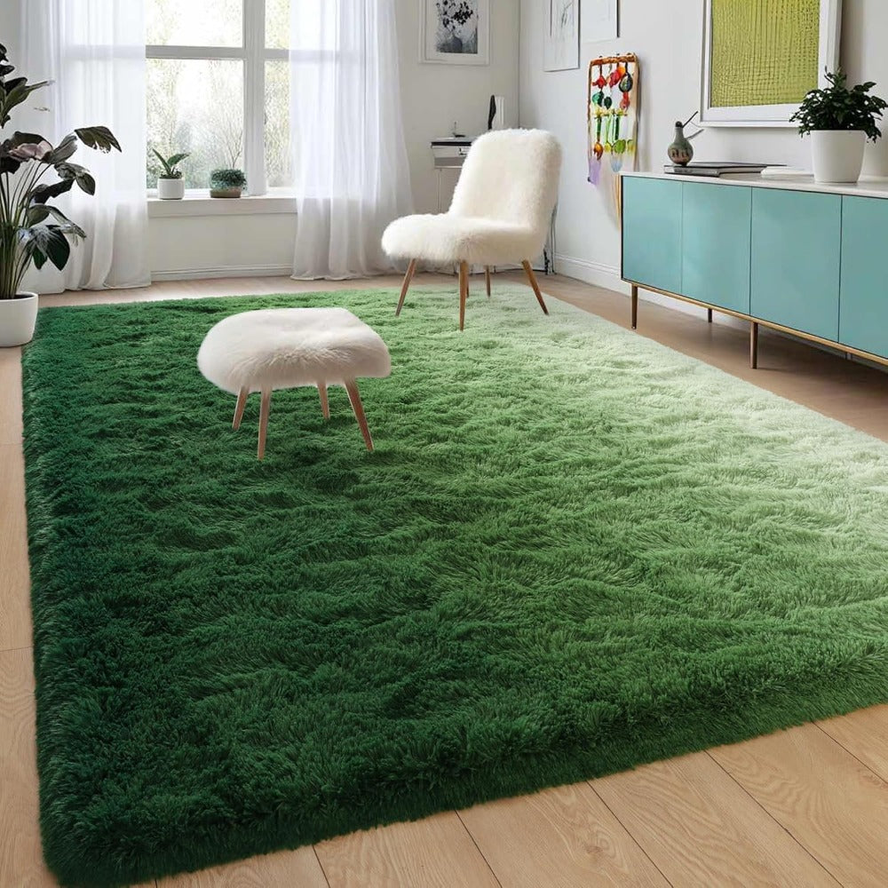 Area Rug Plush Mat Non-Slip Gradient Design Machine Washable Living Room Bedroom Rug Multi-Color Large Size Soft Polyester Floor Mat Home Decor Accent