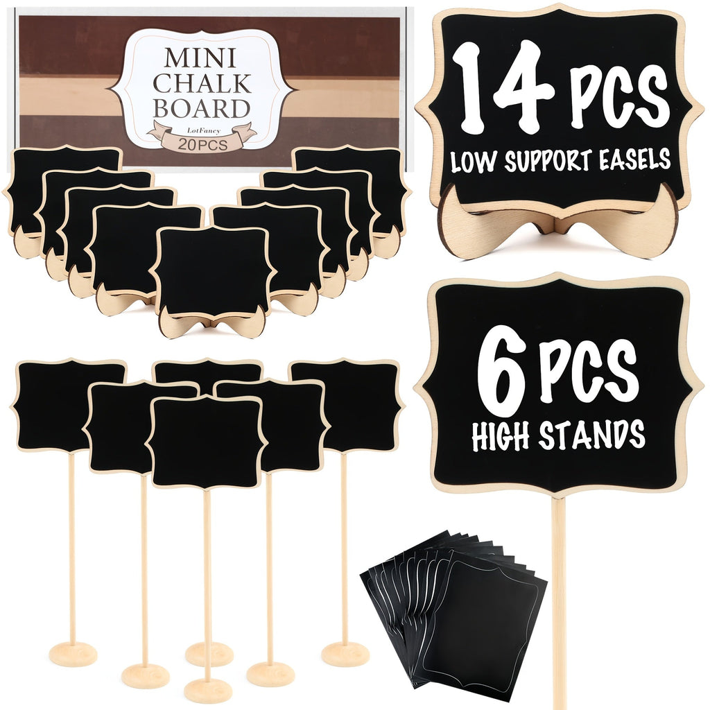 Mini Chalkboard Signs with Easel Stand Pack of 20 - Wedding Party Food Table Number Signs Buffet Labels