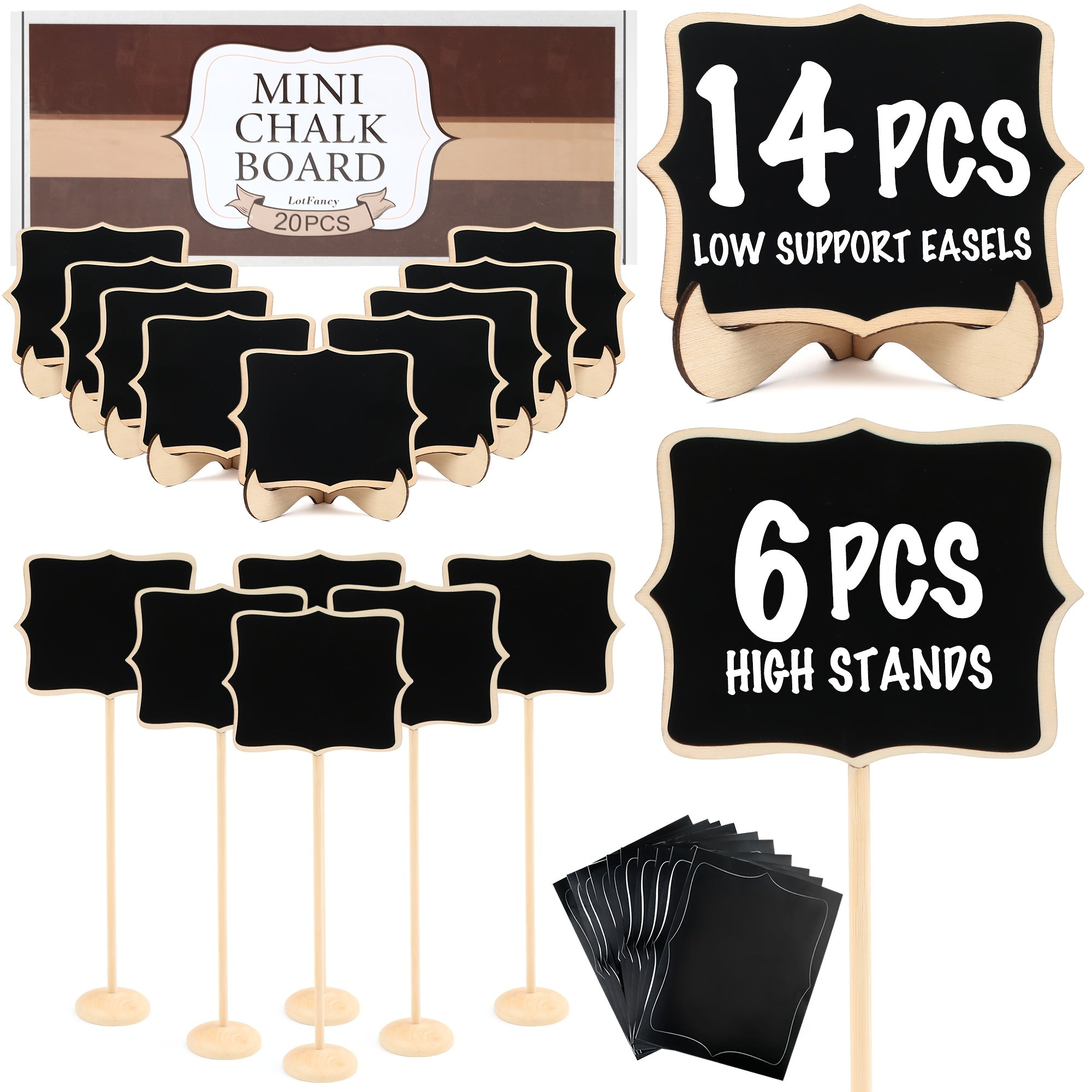 Mini Chalkboard Signs with Easel Stand Pack of 20 - Wedding Party Food Table Number Signs Buffet Labels
