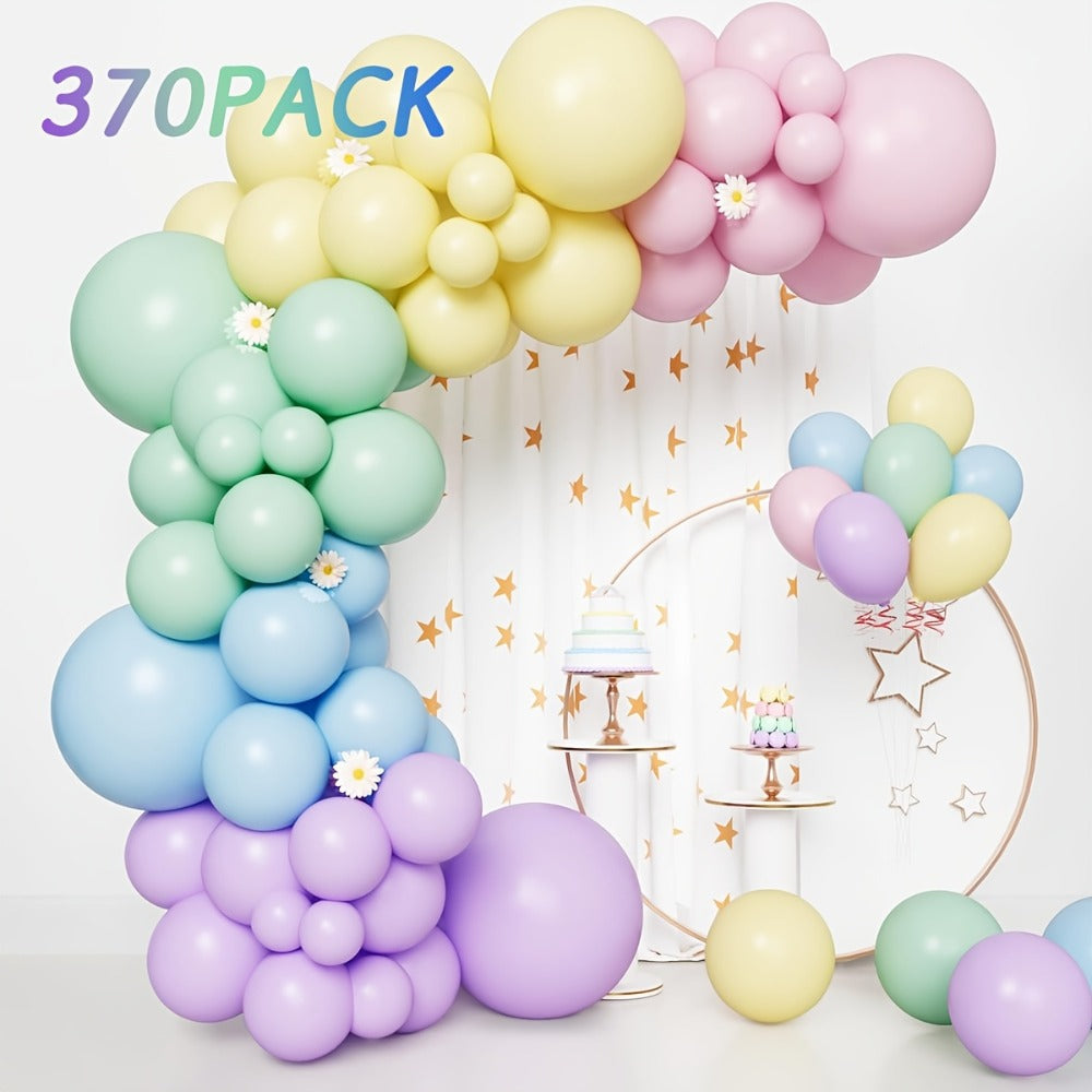 Pastel Balloon Set 370pcs ¨C 10 & 5 Inch Macaron Latex Balloons with Wreath Kit for Birthday Party, Wedding, Graduation & Celebration Decorations