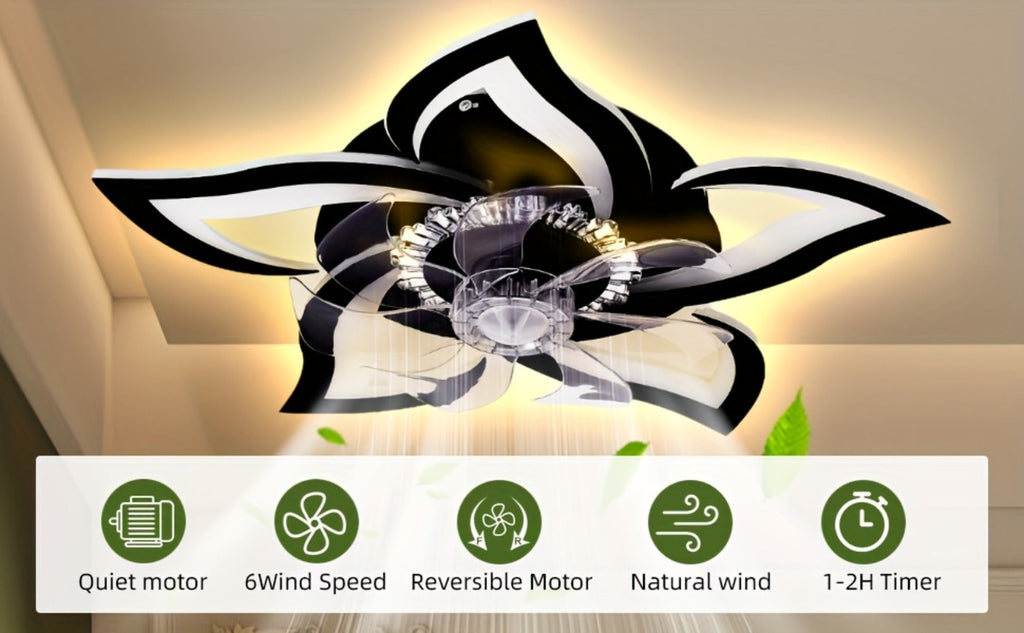 Ceiling Fan with Light 27 Inch Flush Mount - Low Profile 6-Speed 3-Color Dimmable LED, Remote & App Control, Modern Ceiling Fan for Bedroom, Living Room, Room Decor, Black or White