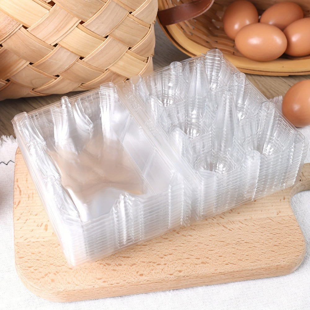 Plastic Egg Cartons, 60 Pack Clear 6-Cavity Reusable Egg Holders with 4 Label Stickers ¨C Bulk Egg Carton Set for Home, Ranch, Chicken Farm, Market Display, Kitchen Storage and Refrigerator