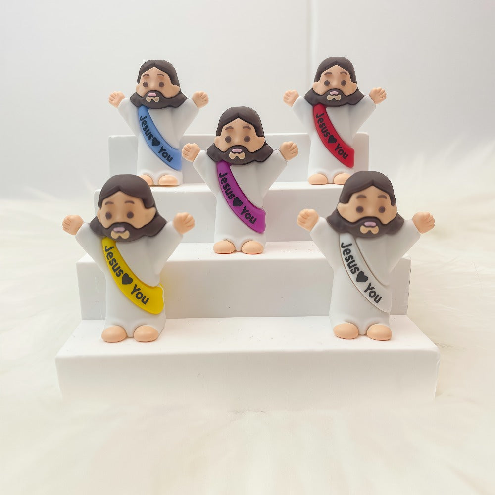 100pcs Mini Jesus Statue Party Favors - Religious Baptism First Communion VBS Crafts Gift Random Color