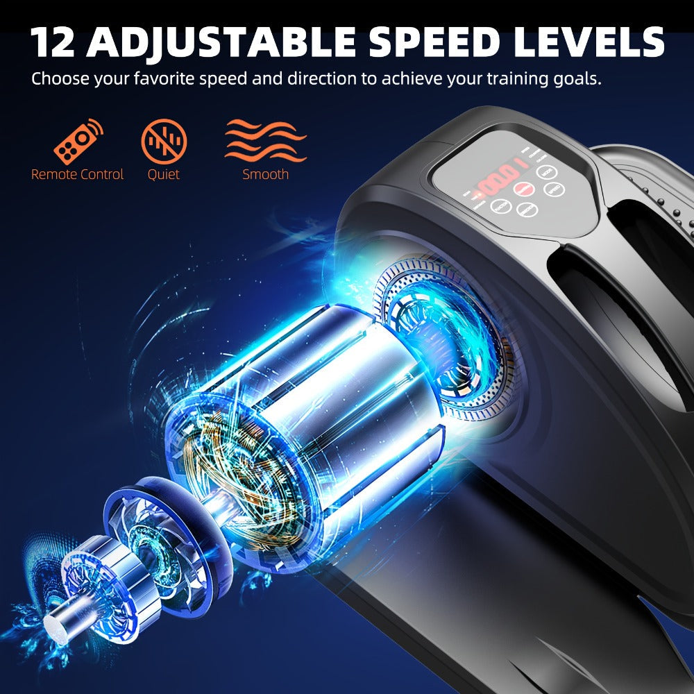 Under Desk Elliptical Machine with Remote Control, Electric Seated Pedal Exerciser 12 Speeds Quiet & Portable Mini Elliptical for Home Office, Low-Impact Leg Workout for Seniors & Adults