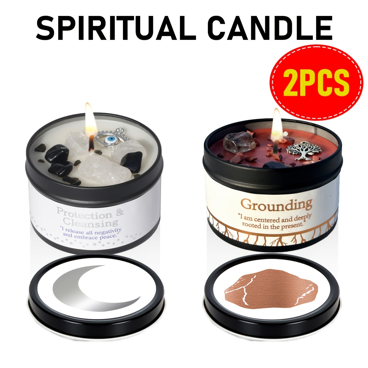 Manifestation Candles Scented Soy Wax with Crystal & Guidance Card for Meditation Yoga Focus | Law of Attraction Abundance Candle | Christmas Birthday Gift for Women