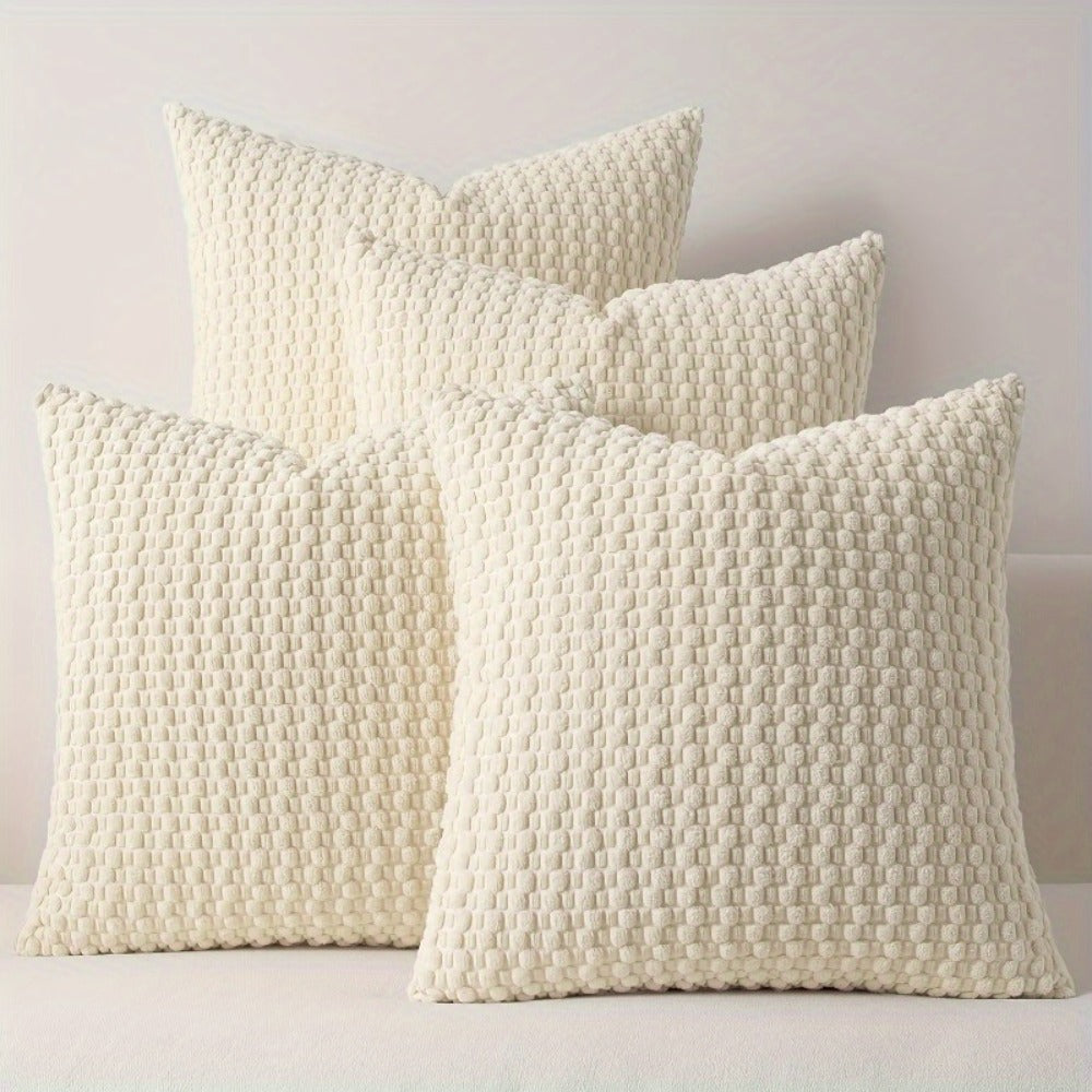 Velvet Throw Pillow Covers 4-Pack 20x20 Inch - Double-Sided Soft Cushion Covers with Zipper Closure, Machine Washable Decorative Pillowcases for Sofa Couch Bed Chair & Modern Home Decor