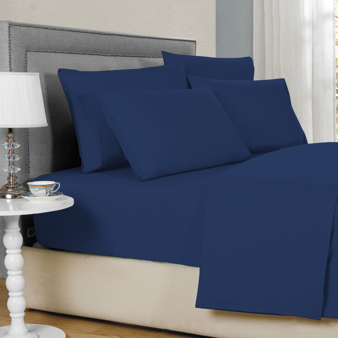 Bamboo Sheet Set 6 Piece Cooling Bed Sheets with Deep 16 Inch Pockets - 2000 Thread Count Microfiber Bamboo Blend Fitted Flat Sheets Pillowcases Twin Full Queen King Cal King