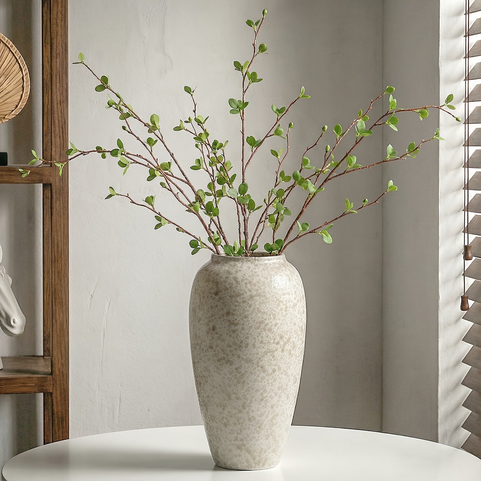 Ceramic Flower Vase Farmhouse Rustic Vintage Bud Vase for Home Decor Living Room Bedroom Kitchen Office Shelf Dining Table Fireplace Centerpiece Decoration Multiple Sizes