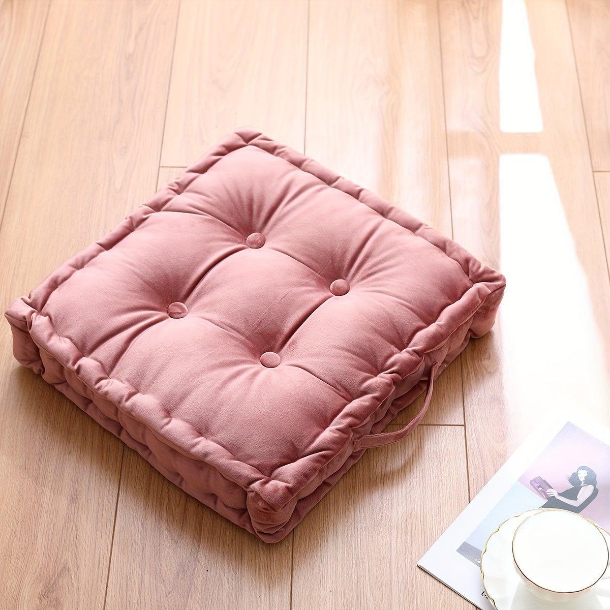Square Flannel Floor Cushion Thickened Futon Meditation Mat Chair Seat Pad Bay Window Pillow All Season Indoor Sitting Cushion Zafu Yoga Mat