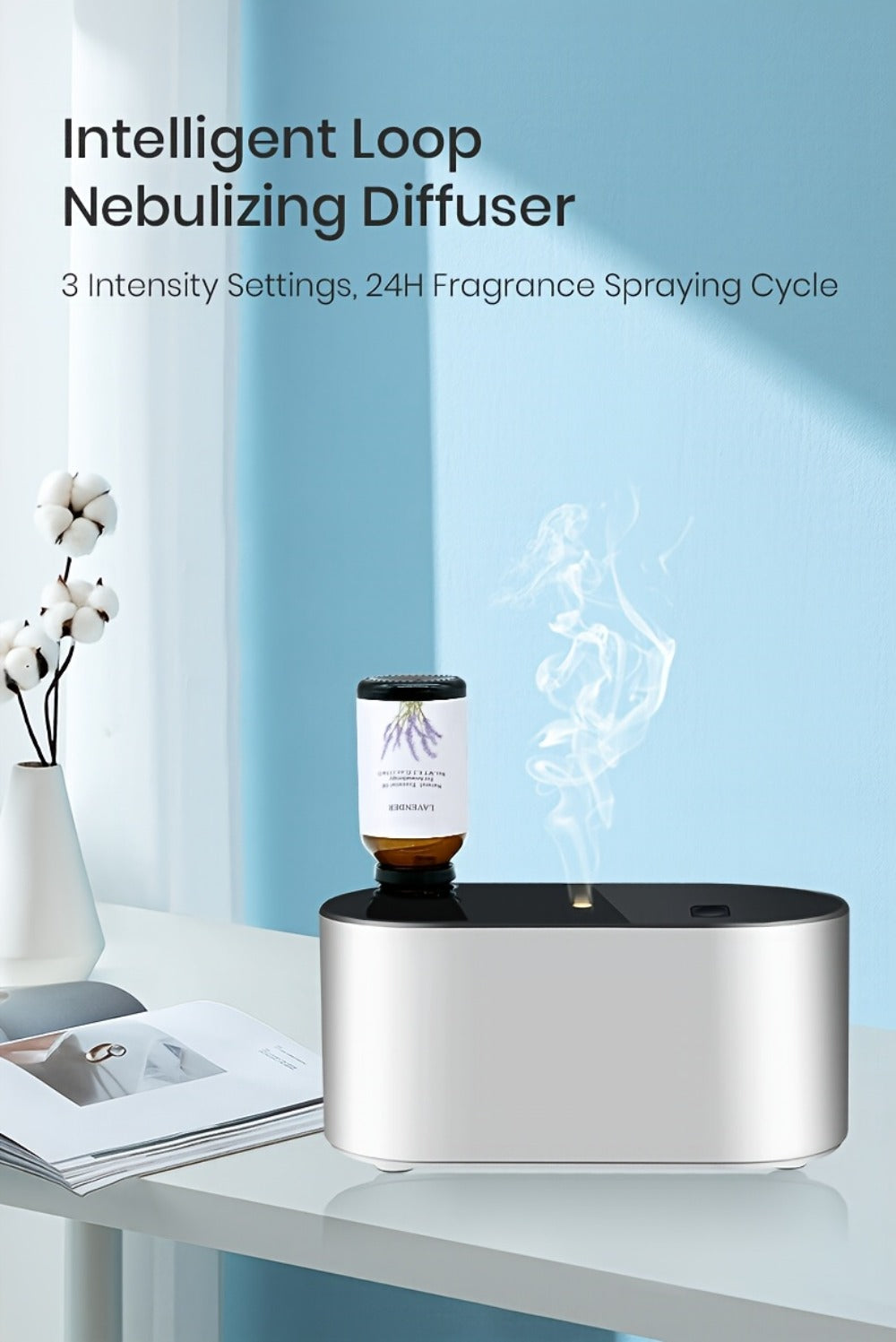 Essential Oil Diffuser Waterless Aroma Diffuser ¨C USB Mini Humidifier, 3 Misting Modes, Color LED Lights, Auto Circulation for Home, Office & Car