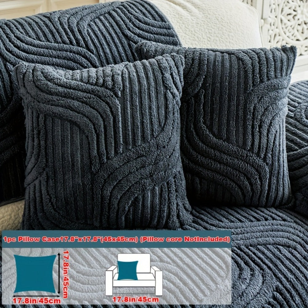Stretch Velvet Sofa Cover Non-Slip | Plush Shu Velveteen Couch Slipcover, Modern Luxury Pet Friendly Machine Washable, 2 3 4 Seat, Armrest & Pillowcase, Living Room Bedroom Office