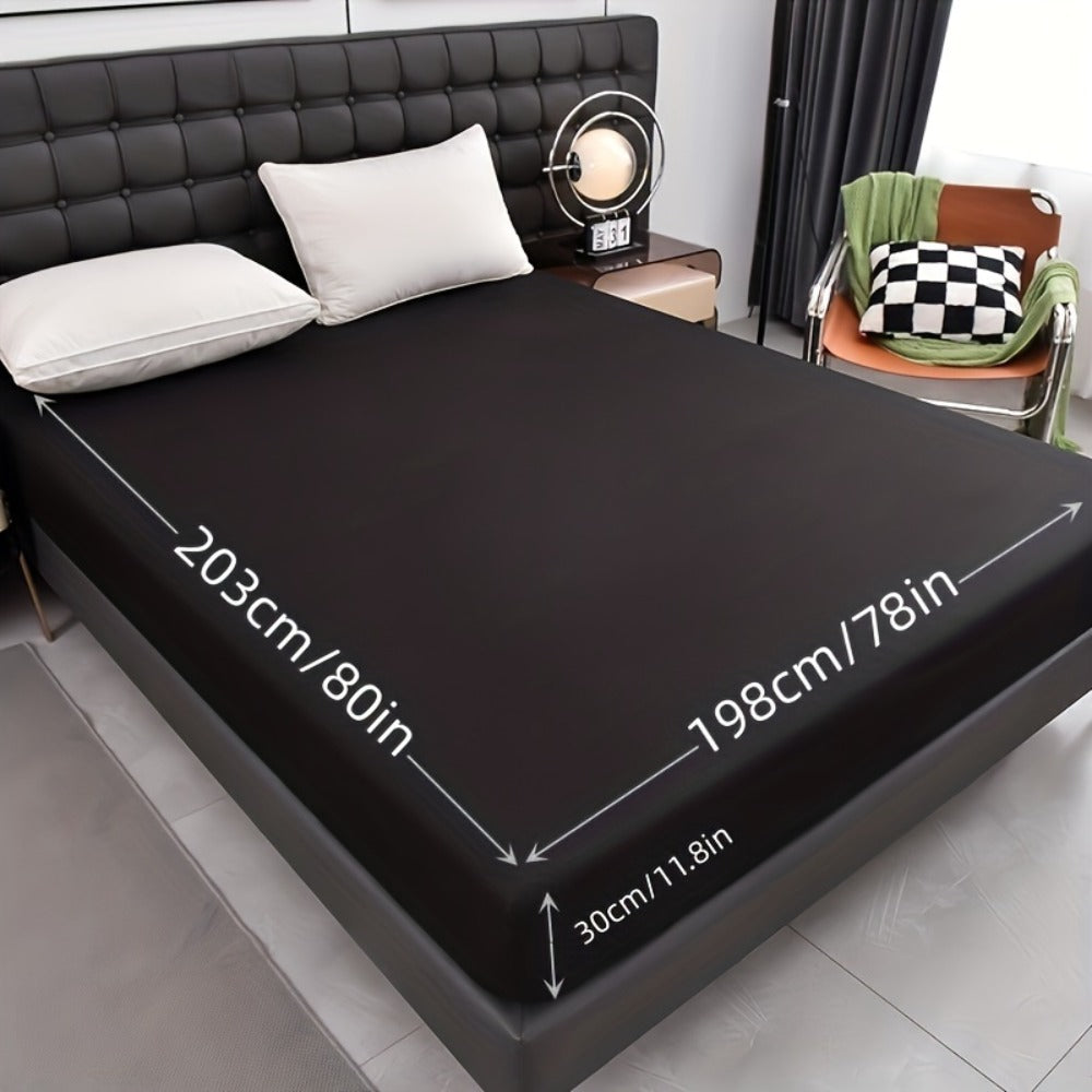 Waterproof Fitted Sheet Soft Breathable Mattress Cover Solid Color Deep Pocket Bed Sheet for Bedroom Guest Room Dorm Twin Full Queen King