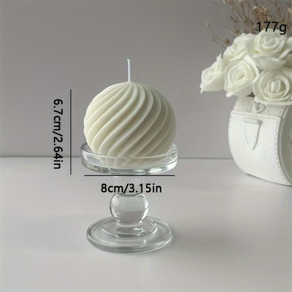 Scented Candle Wave Sphere Ball - Sandalwood & French Vanilla Fragrance, Geometric Home Decor Candle for Valentine's Day, Christmas & Special Occasions