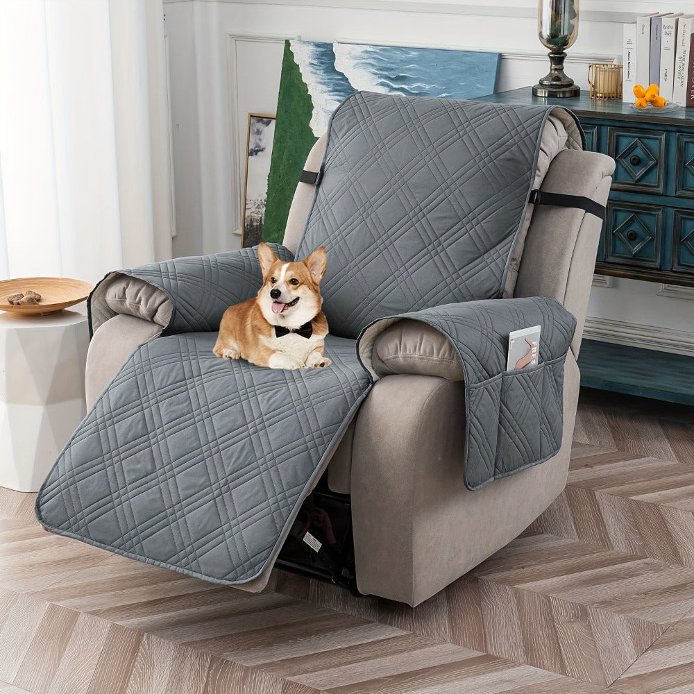 Recliner Chair Cover Waterproof Non-Slip Sofa Slipcover with Pocket Pet Scratch Resistant Washable Furniture Protector for Living Room Multiple Colors