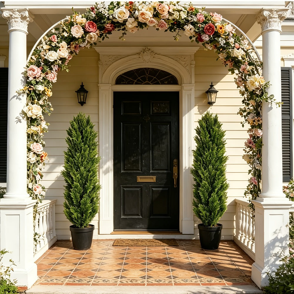 Artificial Cedar Topiary Trees 2 Pack UV Resistant Faux Greenery for Indoor Outdoor Patio Garden Office Entryway Decor 4FT 5FT 6FT