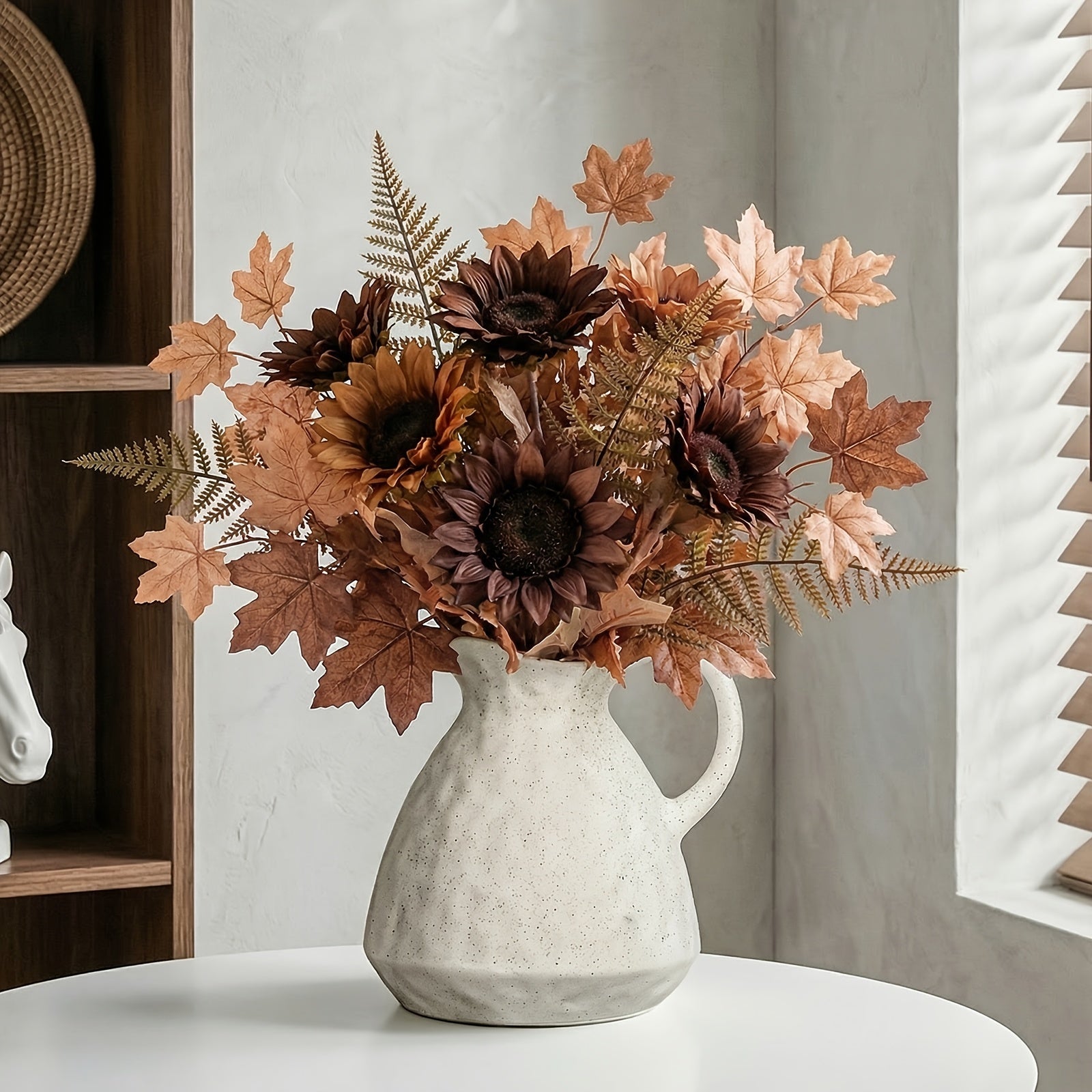 Ceramic Flower Vase Farmhouse Rustic Vintage Bud Vase for Home Decor Living Room Bedroom Kitchen Office Shelf Dining Table Fireplace Centerpiece Decoration Multiple Sizes