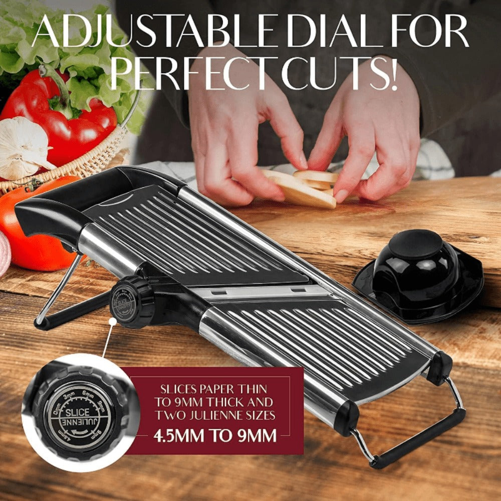 Mandoline Slicer 7-Blade Stainless Steel Vegetable Slicer with Adjustable Thickness & Safety Guard - PRO Kitchen Mandolin Food Cutter for Potatoes, Tomatoes, Carrots, Onions & Fruits