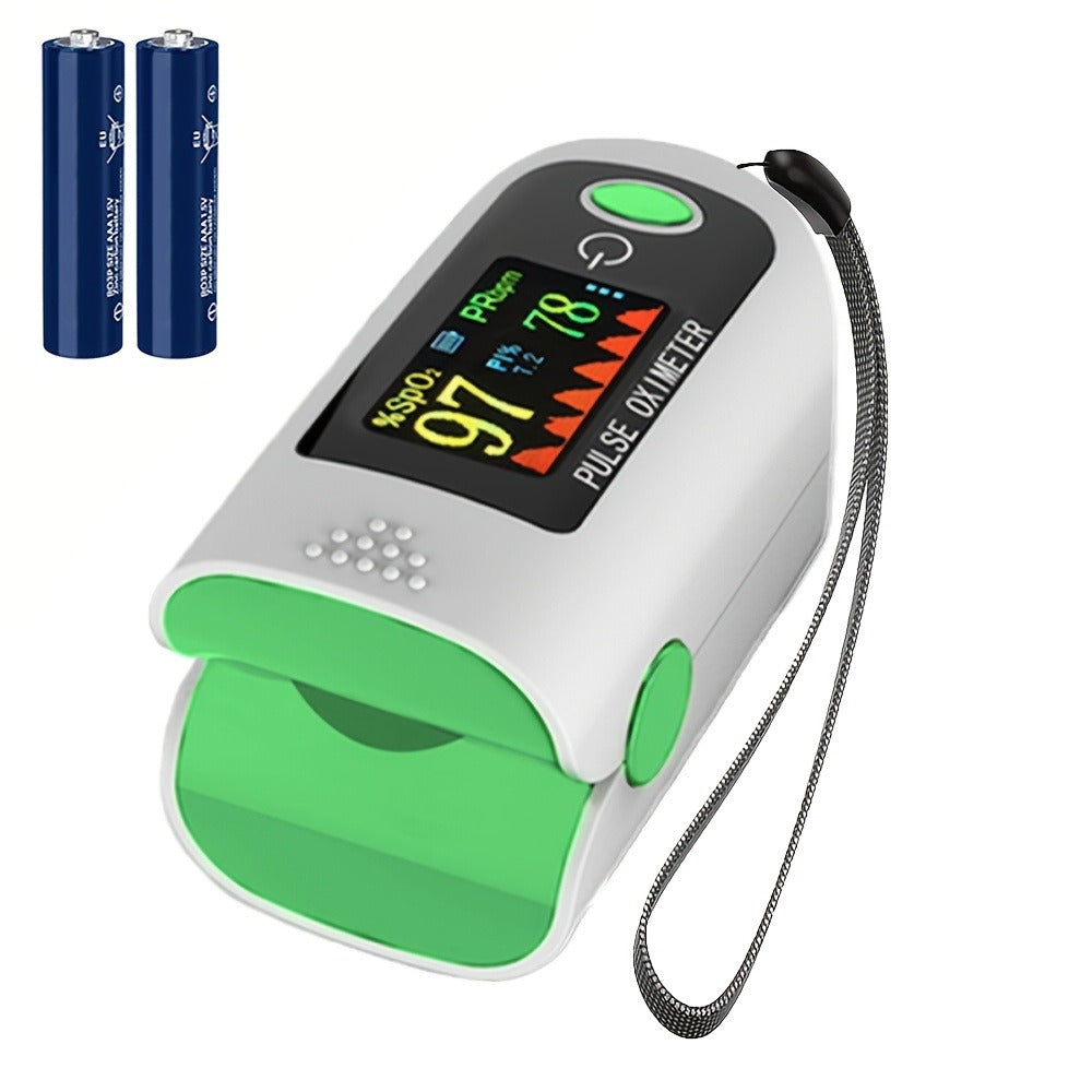 Fingertip Pulse Oximeter Blood Oxygen Monitor ¨C SpO2, Heart Rate & Perfusion Index Display, Digital Finger Clip O2 Meter for Home Use & Sports, Batteries Included