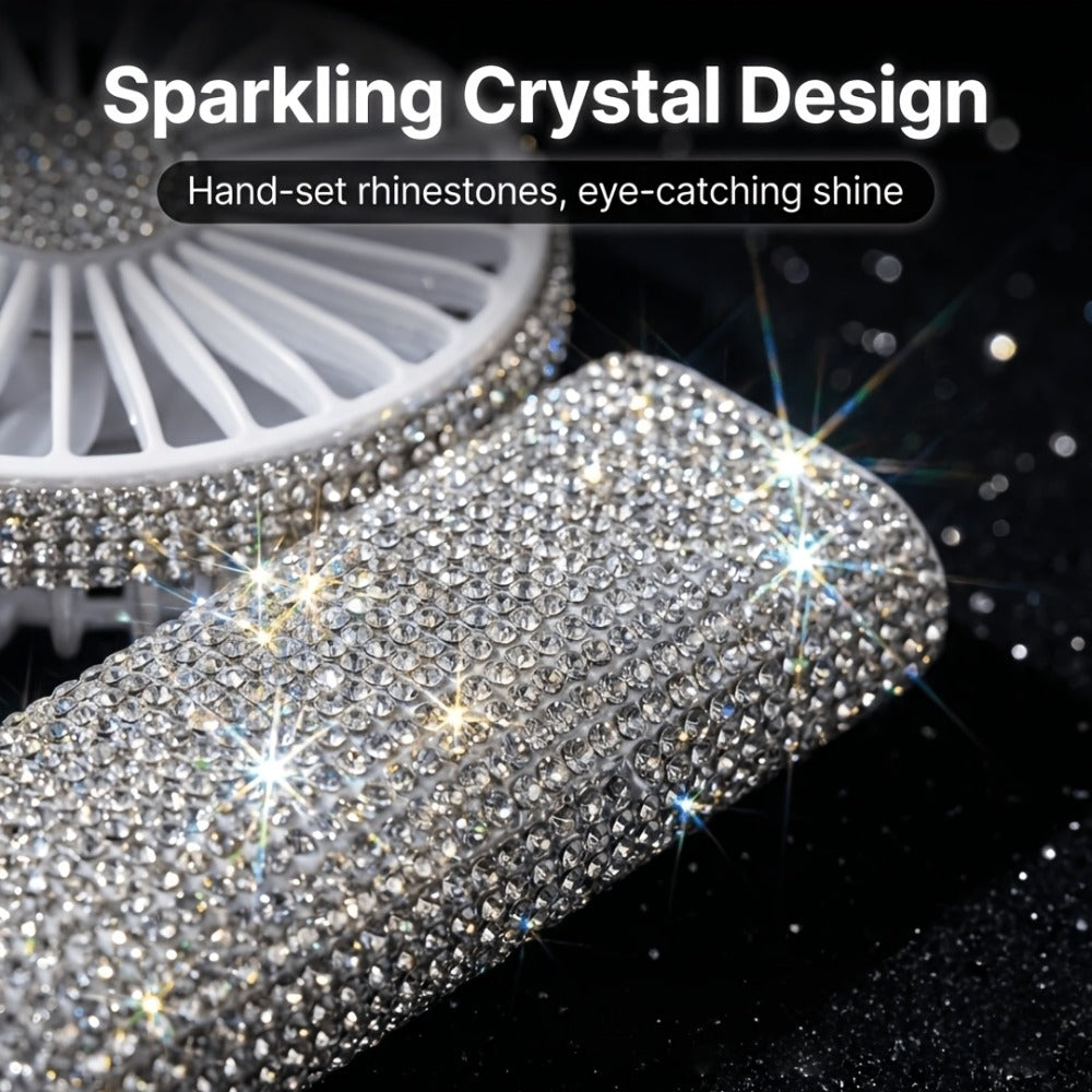 Rhinestone Handheld Fan Mini USB Rechargeable, Crystal Diamond Sparkling Personal Fan 3-Speed for Women and Girls, Elegant Portable Fan for Wedding, Outdoor, Travel, Office and Indoor Use