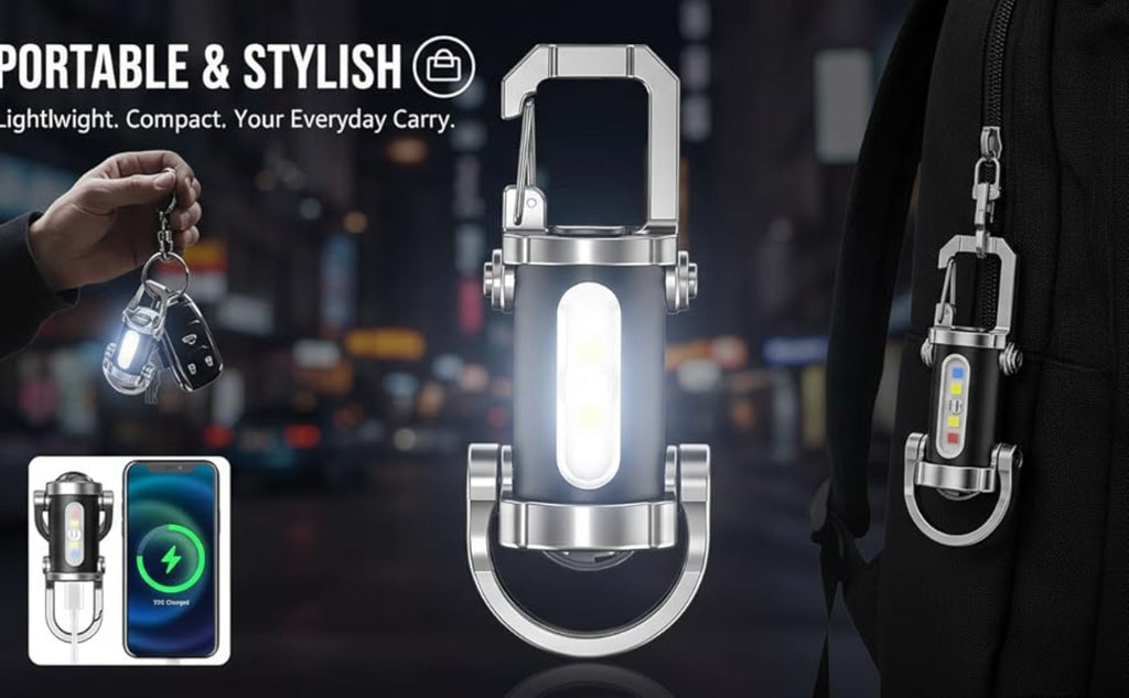Mini Keychain Flashlight 4 Pack USB Rechargeable, 1200 Lumens 7 Modes Compact EDC Pocket Flashlight with Phone Charging Function, Clip-On Portable Torch for Hiking Camping Emergency Outdoor Survival