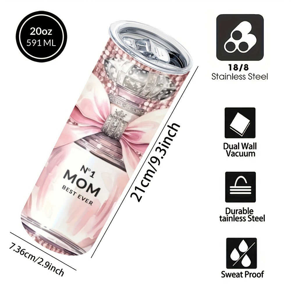 Insulated Tumbler 20oz Mom's Best Ever Design | 304 Stainless Steel Travel Cup with Lid & Straw for Hot & Cold Drinks ¨C Cute Gift for Mom, Women, Birthday, Mother's Day & Christmas