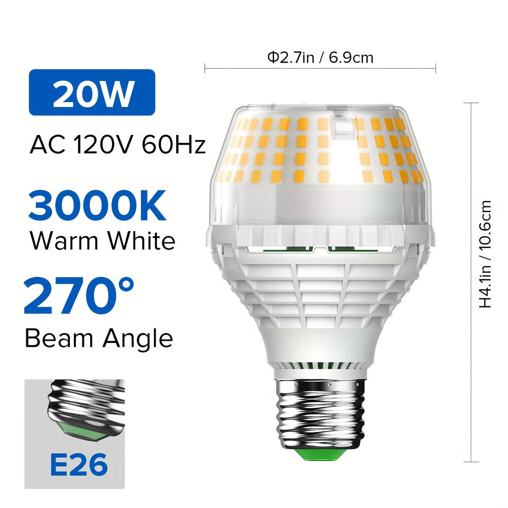 A19 LED Light Bulb 20W 3000 Lumens 250W Equivalent High Brightness Non-Dimmable ¨C E26 Base 270 Degree Beam Angle 25000H Lifespan, 5000K Daylight & 3000K Warm White for Home Office Indoor Lighting