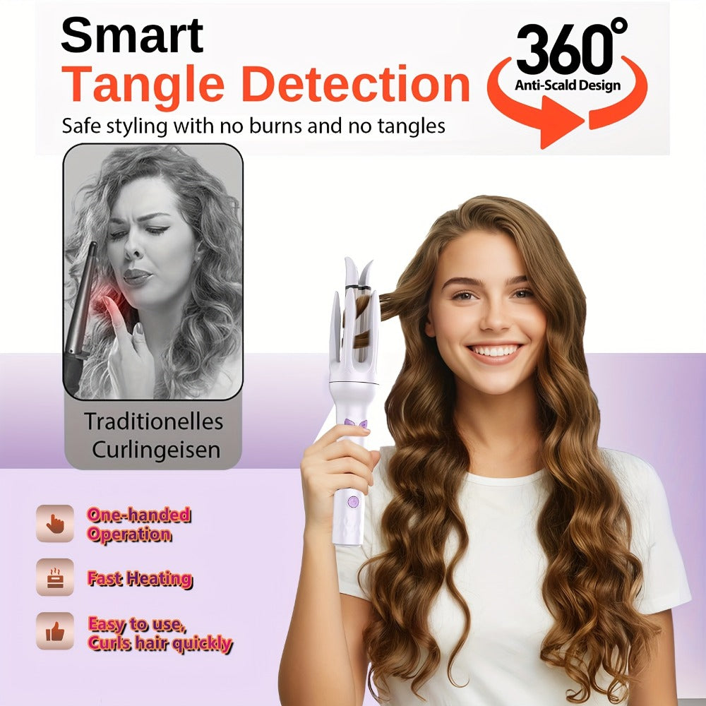 Automatic Hair Curler 28mm Barrel Negative Ion Technology 4 Temperature Settings Fast Heating Portable Travel Hair Curling Wand for Easy Curls Women Gift