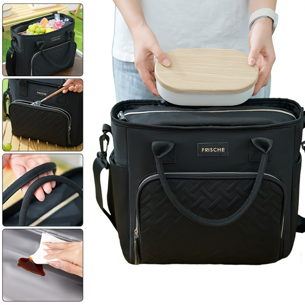 Insulated Lunch Bag Extra Large 11L Thermal Tote with Adjustable Shoulder Strap and Handle Hot Cold Food Carrier Beach Cooler Bag for Outdoor Picnic Work in Black Purple Green Grey