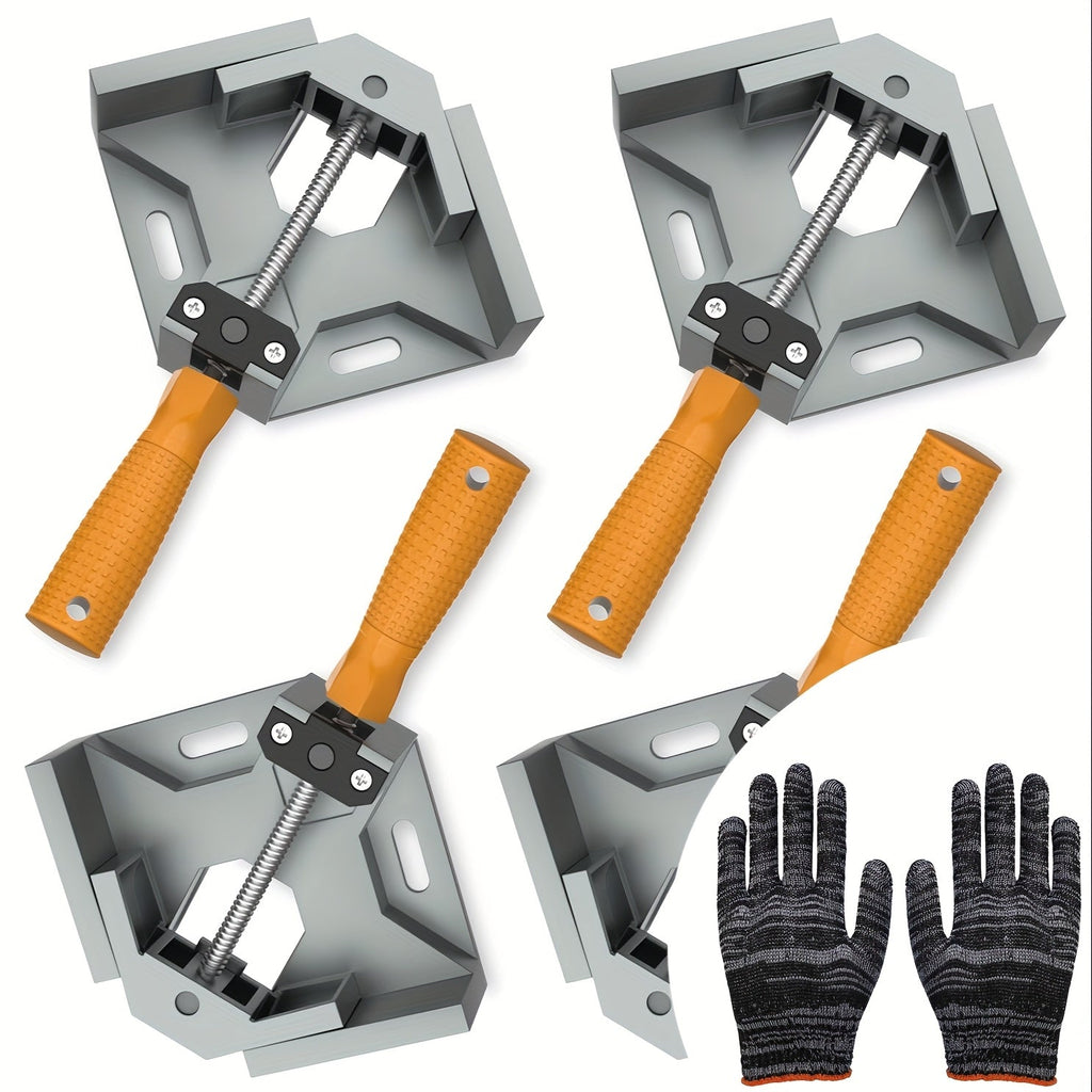 Right Angle Woodworking Clamp Set 2 & 4-Piece ¨C Adjustable Aluminum Alloy Swing Jaw, 90-Degree Corner Clamps for Welding, Furniture Assembly, Framing & DIY Woodworking Projects