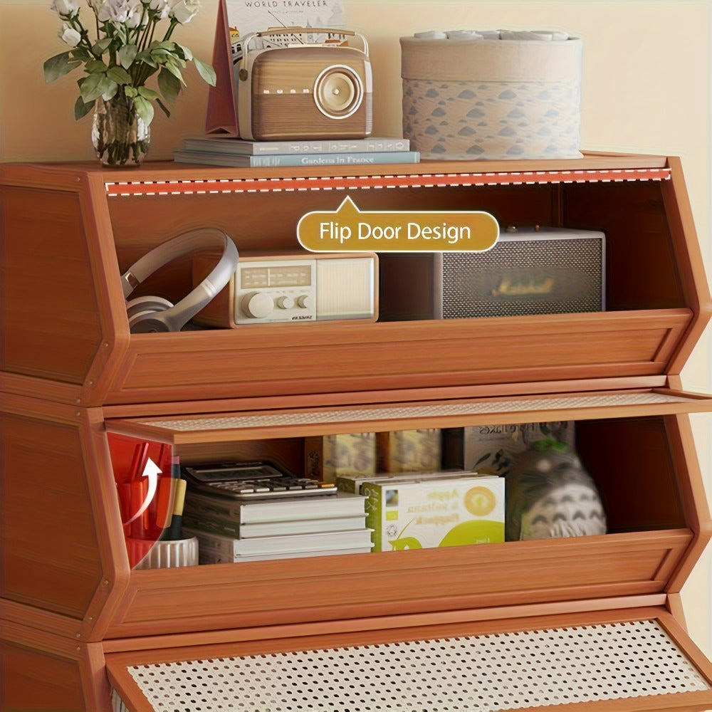 Bamboo Shoe Rack with Flip Drawer Freestanding Narrow Entryway Shoe Organizer 2 Sizes Stackable Storage for Living Room Bedroom