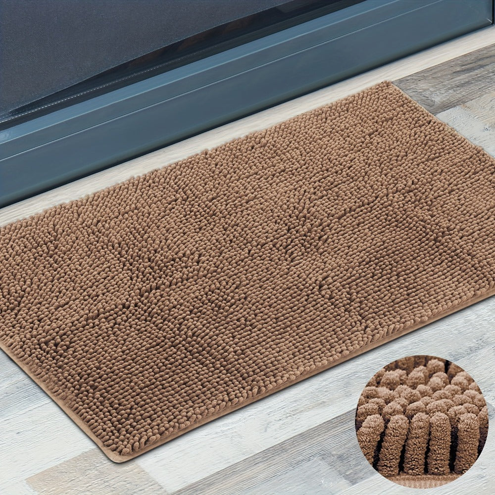 Chenille Doormat Absorbent Non-Slip Washable Indoor Outdoor Mat - Soft Shaggy Entryway Rug for Muddy Paws, Pets & Dogs | Machine Washable Front Door Mat in 18 Colors & 5 Sizes | Anti-Slip Rubber Backing