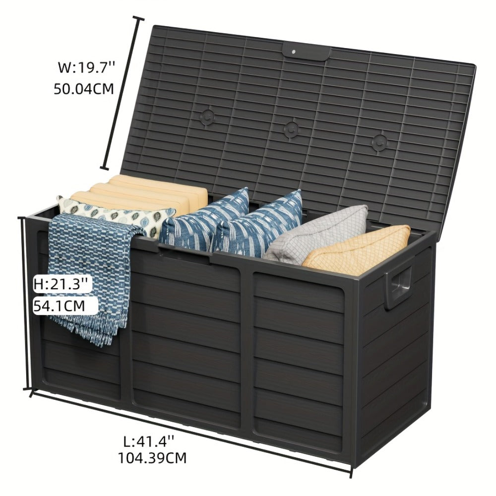 Outdoor Storage Box 75 Gallon Resin Deck Box with Handles ¨C Waterproof Lockable Container for Pool Accessories, Garden Tools, Camping Gear & Patio Storage, Easy Assembly