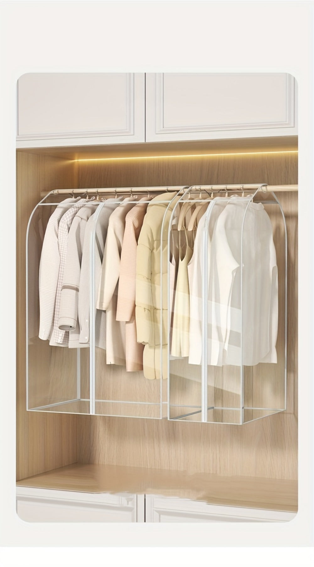 Clear Hanging Garment Bag PVC Zipper Dustproof Closet Organizer for Coats Suits Dresses - Transparent Wardrobe Protector Storage Cover Multiple Sizes