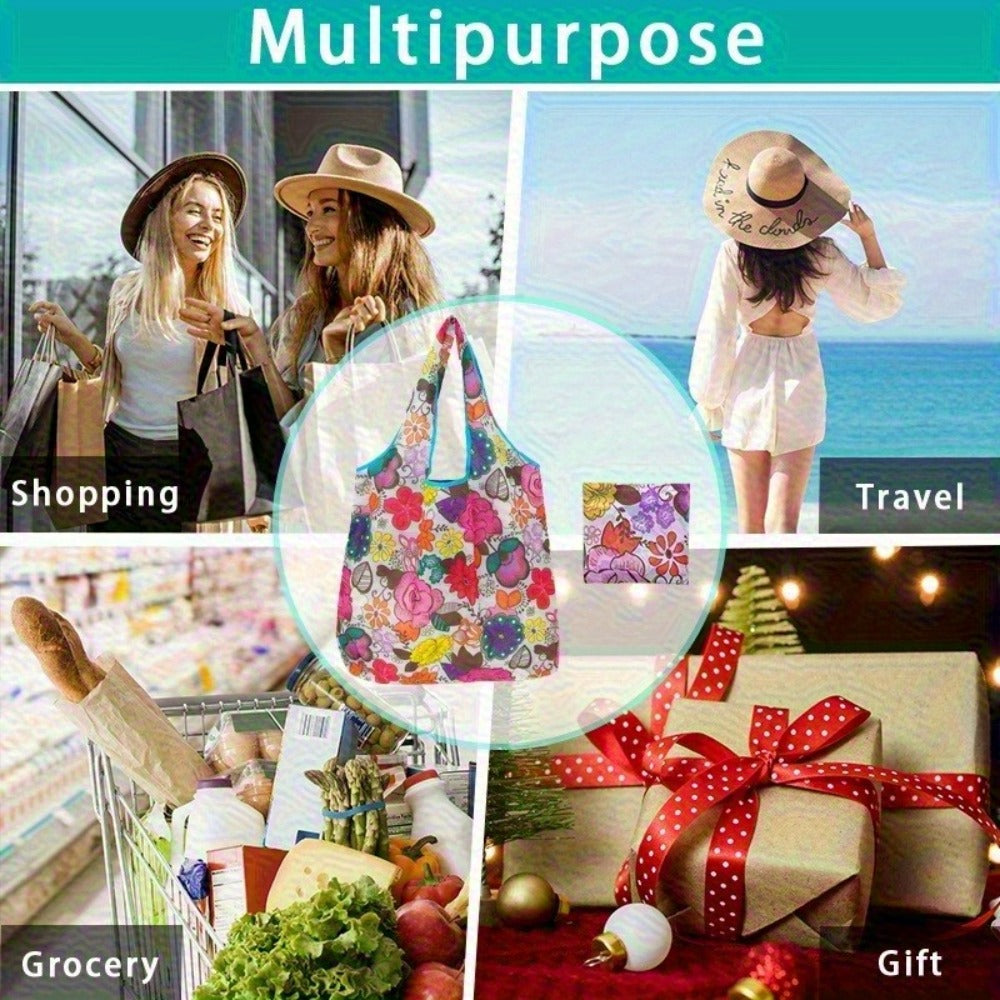 Reusable Shopping Bags Extra Large Set of 8 | 50 lb Foldable Zipper Tote Bags | Non-Woven Leak-Proof Machine Washable | Grocery Beach Picnic Bags Floral Animal Solid Patterns