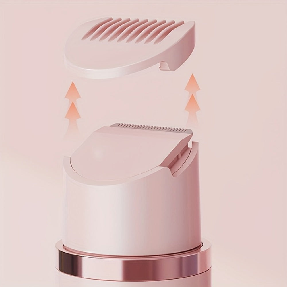 Electric Shaver for Women 2-in-1 USB Rechargeable - Wet & Dry Hair Removal for Bikini, Face, Legs, Underarms & Eyebrows, Portable Cordless Lady Shaver with Stainless Steel Blade, Pink