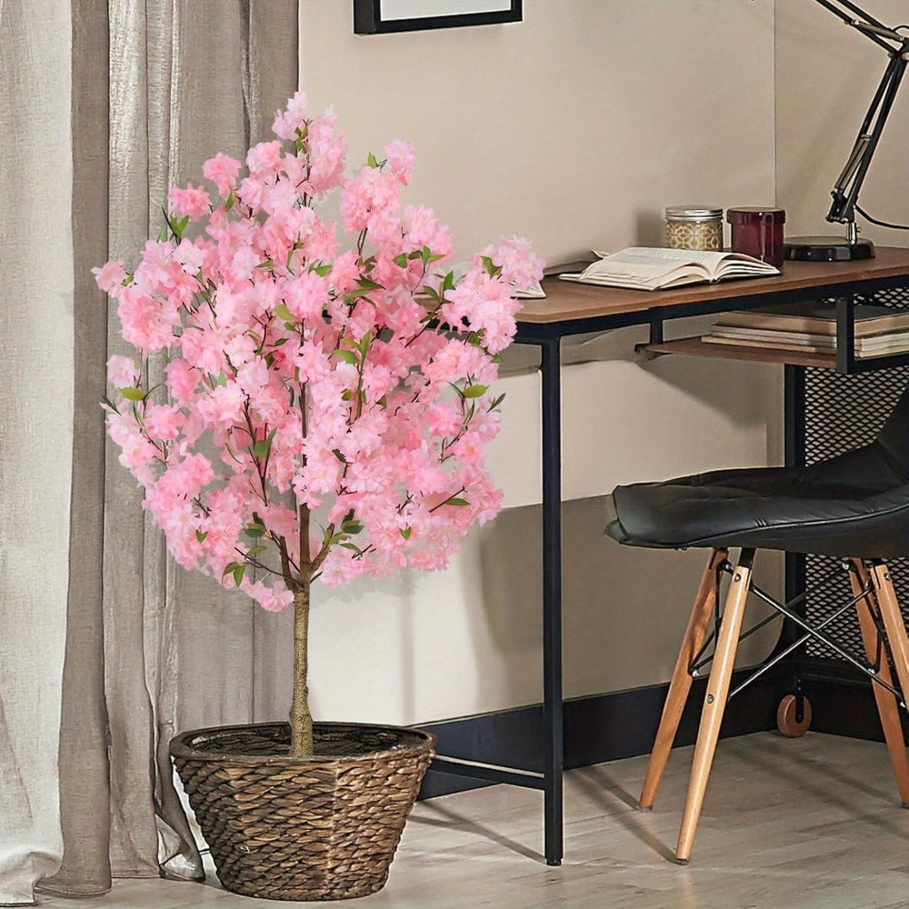 Artificial Cherry Blossom Tree 6ft Tall Faux Pink Silk Flower Tree with Moss Pot for Home Office Living Room Indoor Decor