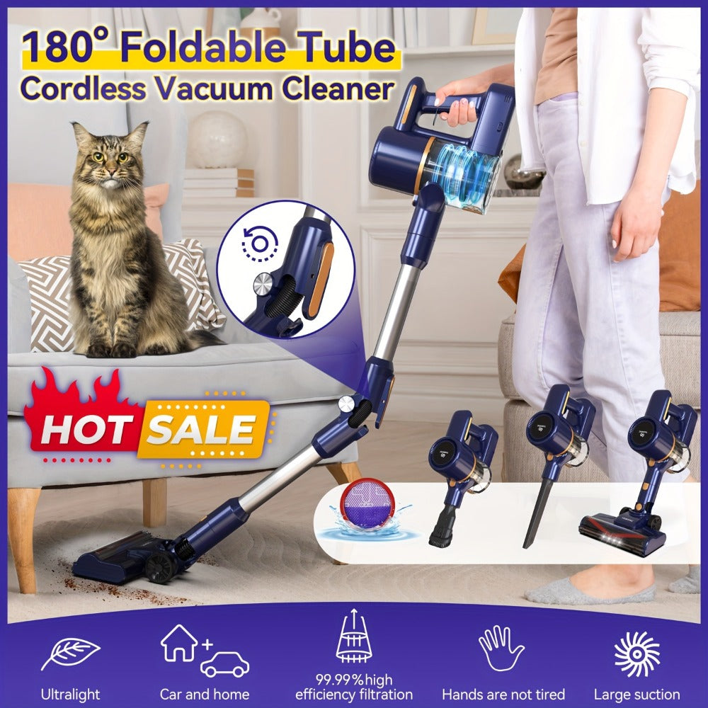 Cordless Vacuum Cleaner for Home ¨C Corded & Cordless 2-in-1, 180¡ã Foldable, LED Brush, High Suction, 40-Min Runtime, 38.58oz Dust Cup for Hardwood Floors, Seniors & Pregnant Women