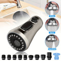 Kitchen Faucet Sprayer Head 3 Function Pull Down Replacement with 9 Adapter Kit Stream Spray Aquablade for Moen American Standard Pull Out Sink Nozzle Brushed Nickel ABS G1/2