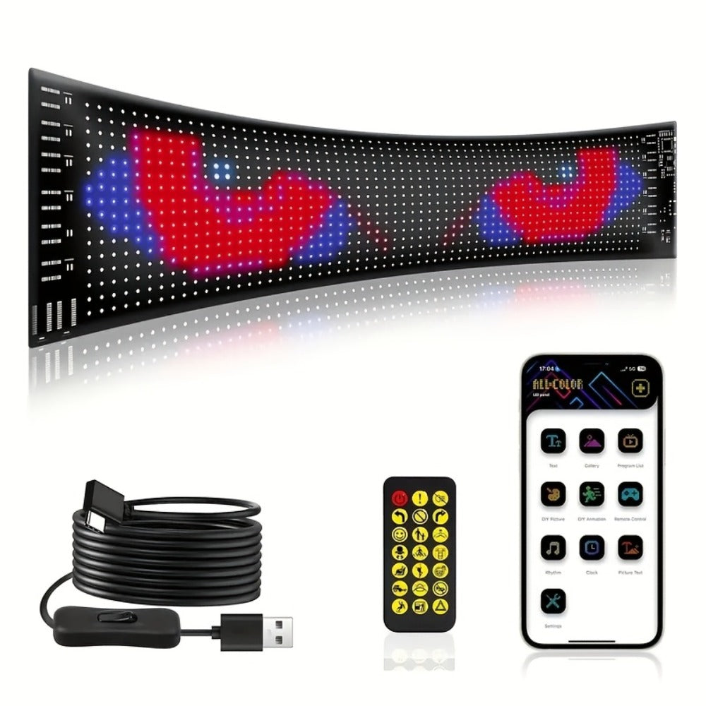 Flexible LED Display Screen Programmable Text & Animation, App & Remote Control, High-Definition RGB Matrix Panel for Any Curved Surface, Unique Gift for Friends & Family, Home Office Party Decoration