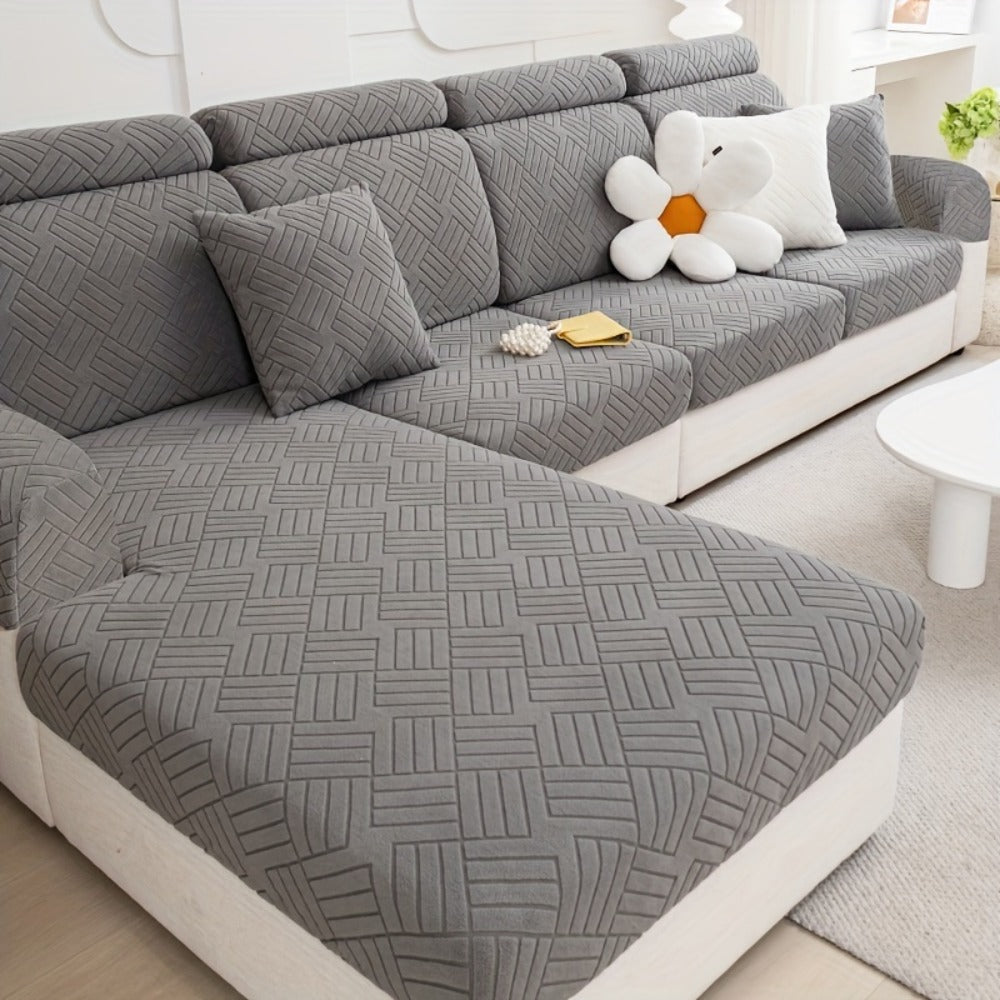 Sofa Cover Stretch Slipcover Universal Fit - Elastic Non-Slip Couch Cover Pet Friendly Machine Washable | Sofa Seat Cover Armrest Back Chaise Protector for Living Room Deep Gray Home Decor Furniture Cover