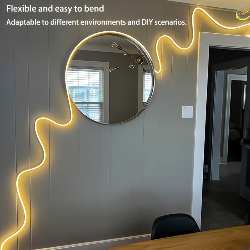 LED Neon Light Strip Touch Dimmer USB Flexible Ambient Glow Strip Lights for Vanity Mirror Bathroom Mirror Live Streaming Fill Light Bedroom Decor White Warm White 118in 196in 2pcs