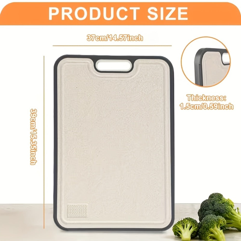Large Cutting Board for Kitchen ¨C Double Sided Food Grade Stainless Steel & Wheat Straw PP, Non-Slip, Easy to Clean, 16 x 11 Inch Heavy Duty Chopping Board