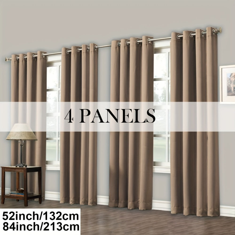 Blackout Curtains Grommet Top Room Darkening Window Drapes 4 Panels Set Living Room Bedroom