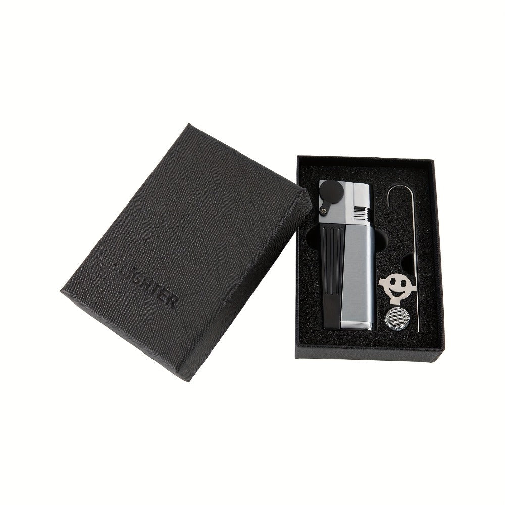 Folding Pipe Lighter Refillable 2-in-1 with Adjustable Flame, Metal-Crafted Durable Design, Gift Box Included ¨C Windproof Butane Lighter for Men, Outdoor, Christmas & Valentine¡¯s Day Gift