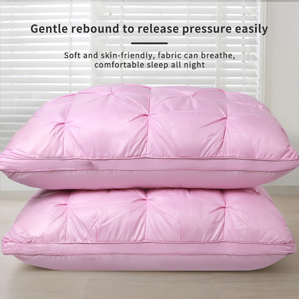 Neck Pillow 2 Pack - Ergonomic Cervical Support Pillow with Removable Washable Cover, Adjustable Loft, Zipper Closure, Quilted Woven Fabric, Comfortable Sleeping Pillow for Side Back Stomach Sleepers